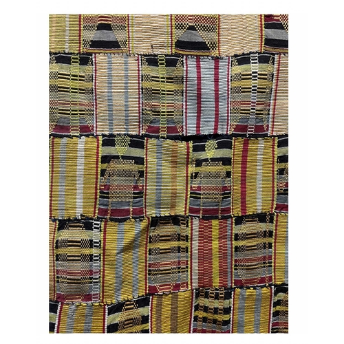 64 - A Ghanaian Kente cloth dating from the first half of the 20th century, 240 by 170cm (approx)