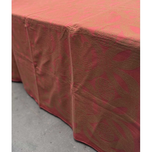 66 - A Georg Jensen red and gold 'Sct. Knuds Ørne' or 'eagle pattern' damask linen tablecloth, designed i... 