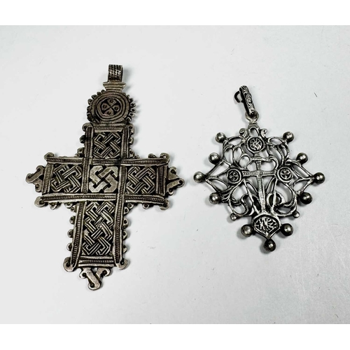 675 - Fratelli Peruzzi, a Victorian silver pendant, together with a cross of similar age, one signed Peruz... 