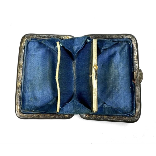 720 - A late 19th century French silver and faux tortoiseshell pique coin purse, stamped brevete S.G.D.G, ... 