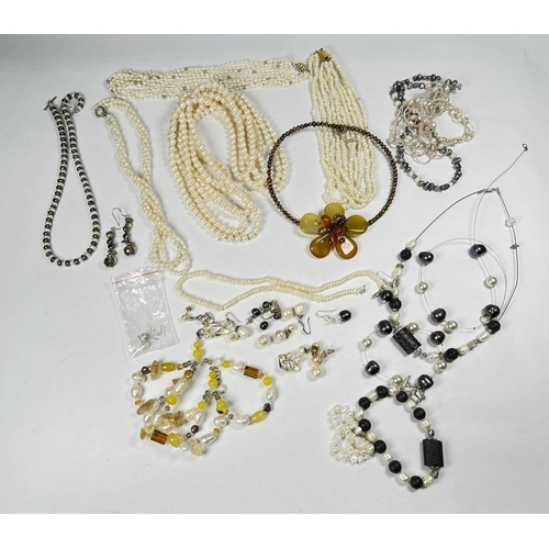 735 - A selection of various cultured pearl necklaces and others