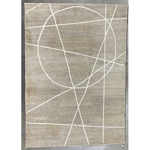 770 - A reversible grey/oatmeal ground rug with contemporary white geometric design, 292 by 197cm