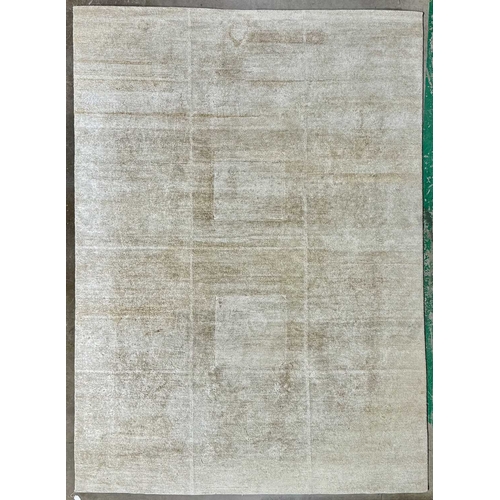 771 - A large reversible cream/oatmeal ground rug with white grid design, 247 by 350cm