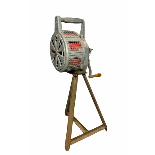 776 - A working British World War II Carter Nelson air raid siren on rebar tripod stand, finished in grey ... 