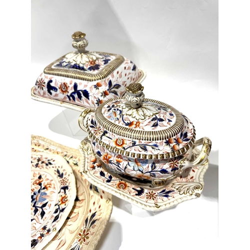 8 - John Denton Baxter 'Celtic China' Ironstone dinner service, c.1820, hand-painted in the Imari palett... 