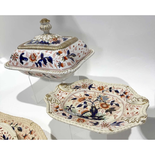 8 - John Denton Baxter 'Celtic China' Ironstone dinner service, c.1820, hand-painted in the Imari palett... 