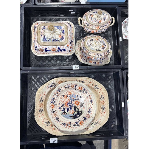 8 - John Denton Baxter 'Celtic China' Ironstone dinner service, c.1820, hand-painted in the Imari palett... 