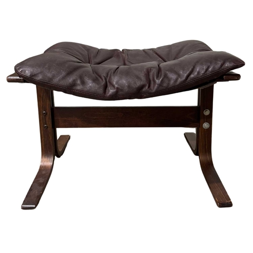 813 - Attributed to Ingmar Relling, a Danish siesta lounge ottoman, c.1970s, crescent burgundy leather sea... 