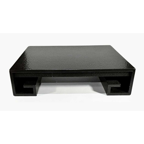 845 - A Thomas Pheasant black crackle lacquer scroll coffee table for Baker Furniture Company, c.1970s, on... 