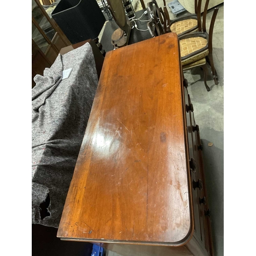 851 - A Victorian mahogany two over three chest of drawers, possibly Scottish, booked matched veneers to f... 