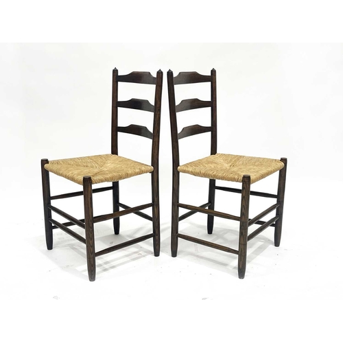 853 - Lawrence Neal after Ernest Gimson, a pair of Cotswold School Clisset ladder back chairs, circa 1960s... 