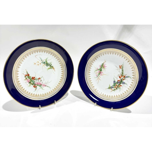 9 - A Grainger & Co Worcester part dessert service including tazzas on gilded scroll-moulded pedesta... 