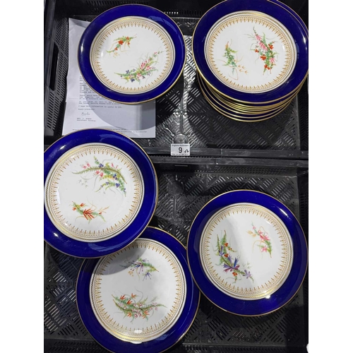 9 - A Grainger & Co Worcester part dessert service including tazzas on gilded scroll-moulded pedesta... 