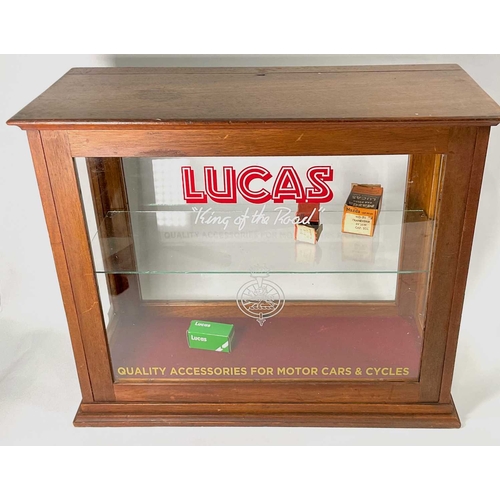 93 - A Lucas 'King of the Road' glazed wooden advertising display cabinet for vehicular bulbs, c.1950, ve... 