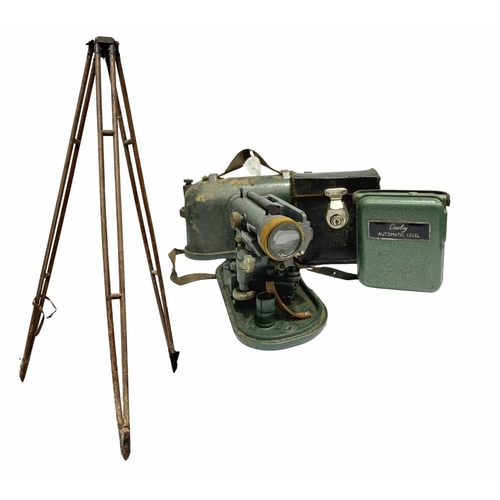 94 - Surveyor's Equipment: a large and decorative early 20th-century wood and cast iron tripod marked 'CT... 