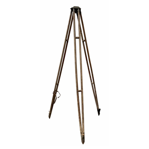 94 - Surveyor's Equipment: a large and decorative early 20th-century wood and cast iron tripod marked 'CT... 