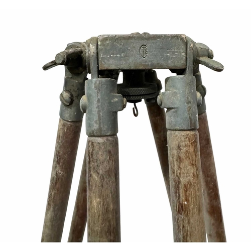 94 - Surveyor's Equipment: a large and decorative early 20th-century wood and cast iron tripod marked 'CT... 