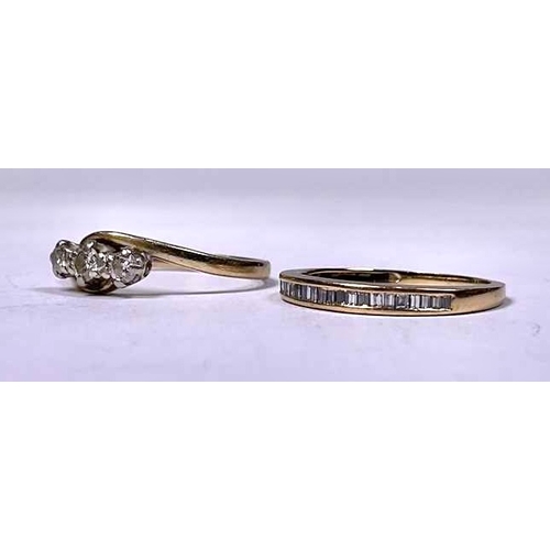 604 - Two diamond rings, to include a half eternity ring and a diamond three-stone ring, estimated total d... 