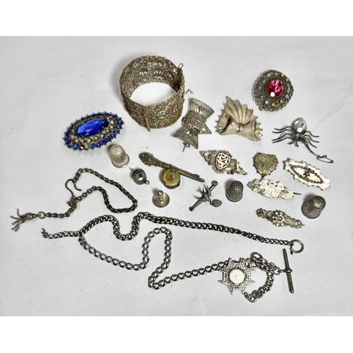 734 - A collection of silver jewellery including hallmarked Victorian sweetheart brooches, chain-linked wa... 