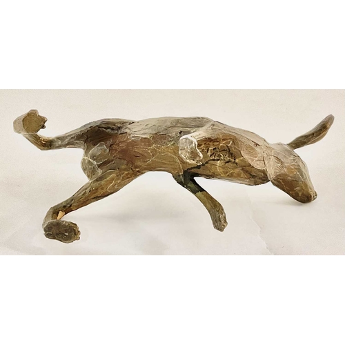 227 - Michael Storey (British, b. 1948), hare, bronze, signed 'M Storey' to underside, width 10cm