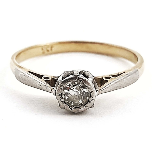 265 - A mid 20th century 9ct gold old-cut diamond single-stone ring, diamond estimated weight 0.20ct, band... 