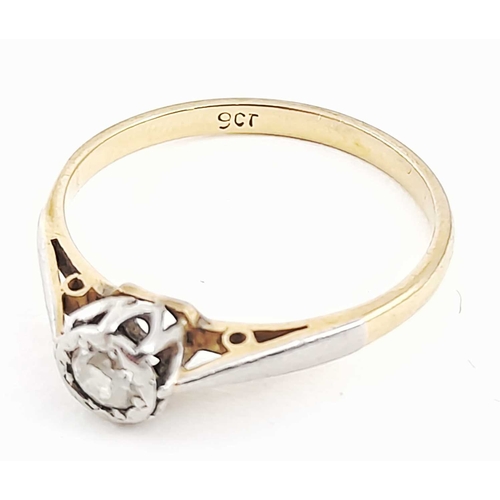 265 - A mid 20th century 9ct gold old-cut diamond single-stone ring, diamond estimated weight 0.20ct, band... 