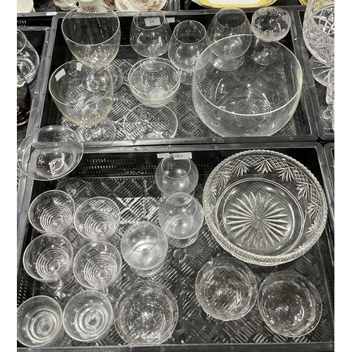 27 - A collection of glass including Baccarat, Webb dimpled bowls, also Stuart and Sons dessert glasses, ... 