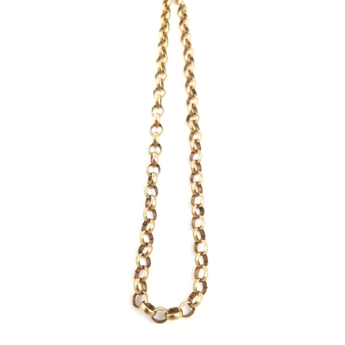 290 - A 9ct gold belcher-link chain, hallmarks for London, length 64cm, 10.9g