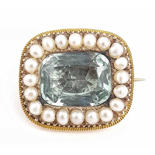 300 - A 19th century gold, foil-back paste and split pearl cluster brooch, 1.8cm, 3.9g