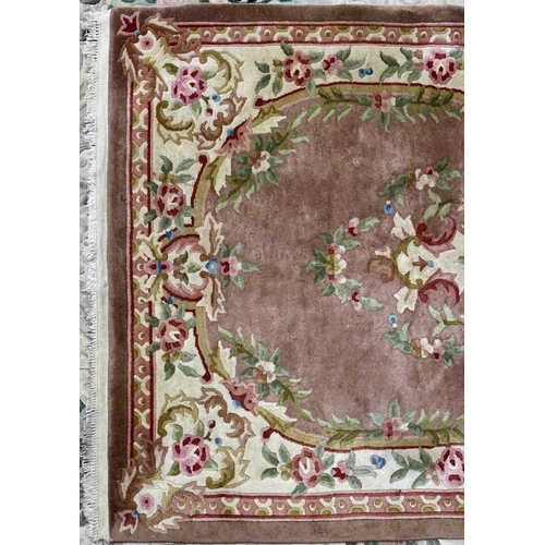 334 - Three small, medium and large 20th century Chinese export wool rugs of floral design, cream ground w... 