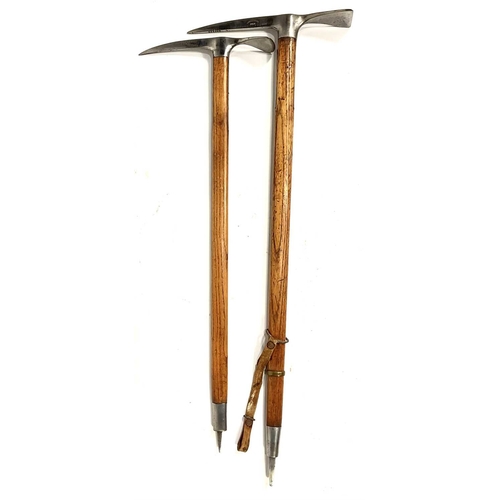 351D - Mountaineering Interest, two early-mid 20th century Mountaineer's ice axes, stamped for Alfred Bhend... 