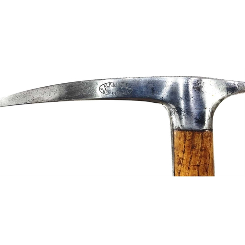 351D - Mountaineering Interest, two early-mid 20th century Mountaineer's ice axes, stamped for Alfred Bhend... 