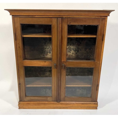 361 - A mahogany pained cabinet/cupboard, 19th century, plane moulded cornice above twin paned doors with ... 