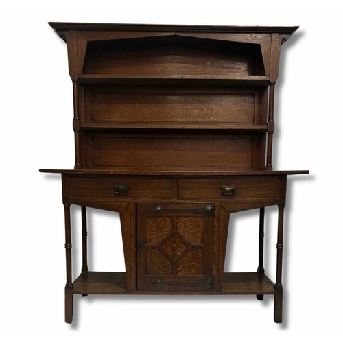 366A - Attributed to Shapland & Petter, an Arts & Crafts oak dresser, c.1890, with two drawers over one cen... 