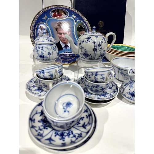 5 - A Meissen-type blue and white tea service decorated in the Oriental style with trailing floral desig... 