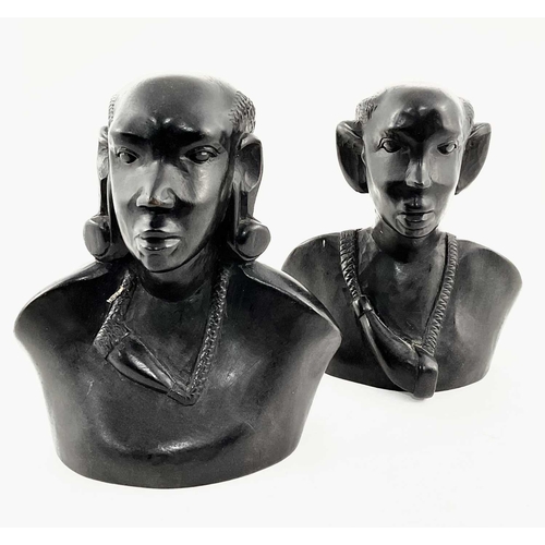 51 - African tribal artwork: two sensitively carved wooden busts, both depicting and carved by the indige... 