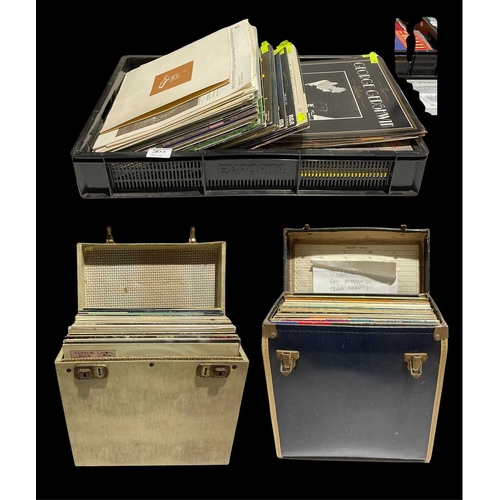 58 - Two mid-century vinyl record storage case containing records by Glenn Miller, Nat King Cole, Ahmad J... 