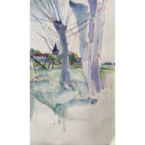 587A - John Eveleigh (British, 1926-2016), 'Romney Marsh', signed, titled and dated '75, watercolour, 57.5 ... 