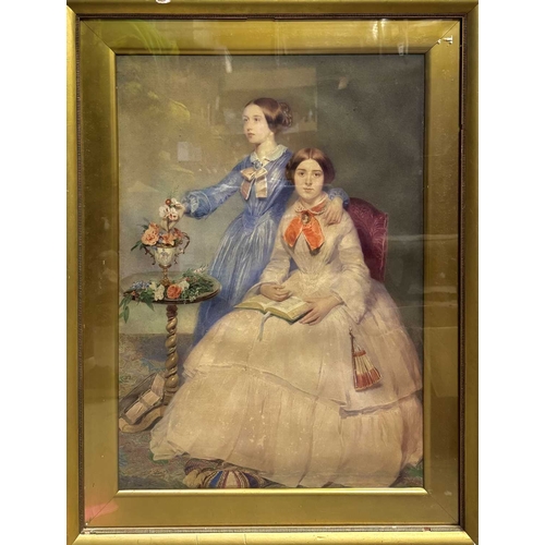 590 - John Bostock (British, 1810 - 1870), portrait of two sisters, signed and dated 'J Bostock 52', 51.5 ... 