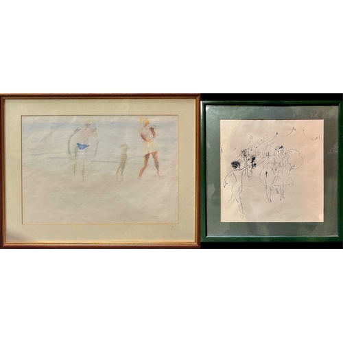 597 - Deenagh Miller (British, 20th century), female figures, signed l.r., dated 1985', pen and ink on pap... 