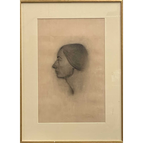 598 - Marie-Anne Poniatowksa (French, b.1952), Self Portrait, signed and dated l.r., charcoal on paper, 61... 