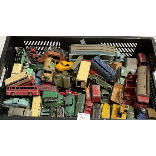 70 - A collection of Dinky toys to include vans, buses, cars, commercial vehicles, petrol pumps and other... 