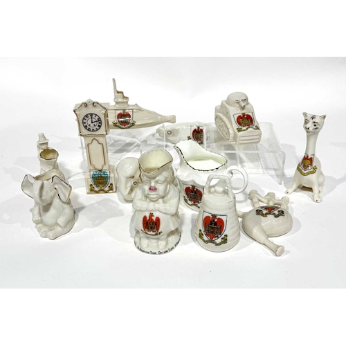 8 - A collection of crested china all related to the town of Bedford, including Goss, Shelley, Carlton a... 