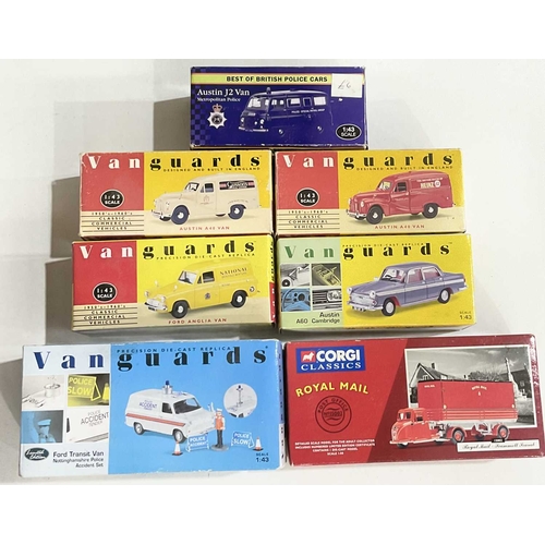 82 - A collection of boxed Corgi diecast Vanguard vehicles including Royal Mail and Police vehicles, Aust... 