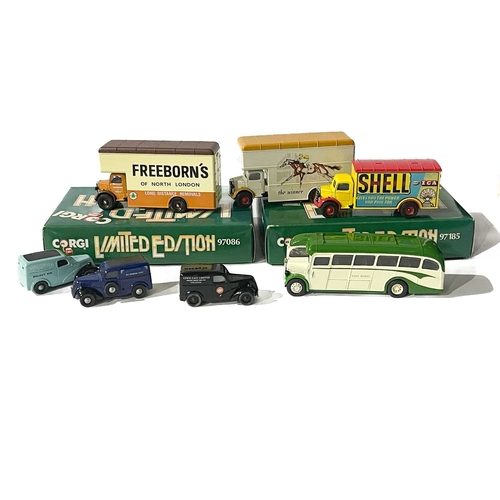 86 - A Small collection of boxed limited edition Corgi models, to include an AEC Regal West Riding bus, B... 