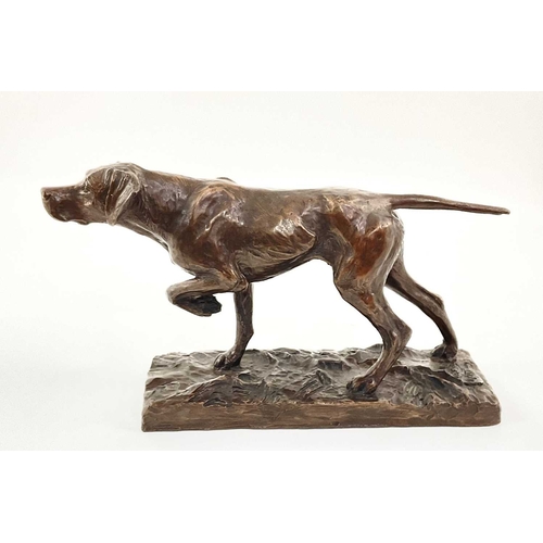 98 - Mary Beattie Scott (British, 20th Century), a study of a Pointer, signed in the cast, bronzed resin,... 