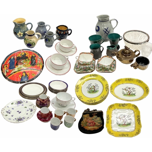 3 - A collection of ceramics and some cut glass including Pru Green Studio pottery, signed to base, Roya... 