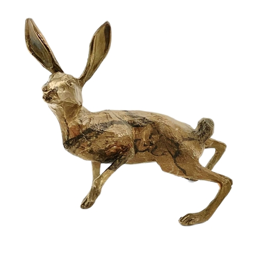 227 - Michael Storey (British, b. 1948), hare, bronze, signed 'M Storey' to underside, width 10cm