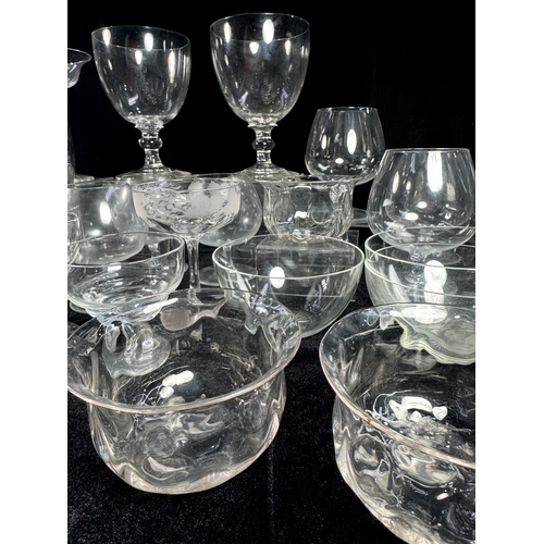 27 - A collection of glass including Baccarat, Webb dimpled bowls, also Stuart and Sons dessert glasses, ... 