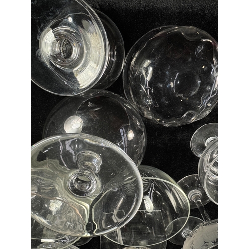 27 - A collection of glass including Baccarat, Webb dimpled bowls, also Stuart and Sons dessert glasses, ... 